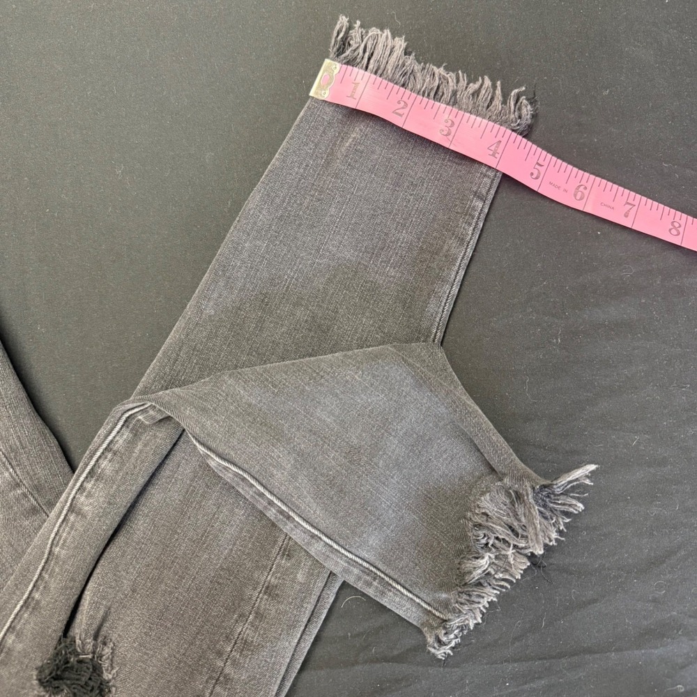 American Eagle Super Stretch‎ X Skinny Jeans Gray Distressed Frayed Hem Size 4 - Picture 2 of 12